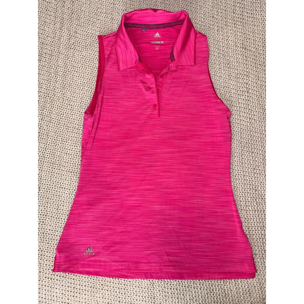 Adidas Golf Womens XS Pink Space Dye Short Sleeve Polo Shirt Performance Top